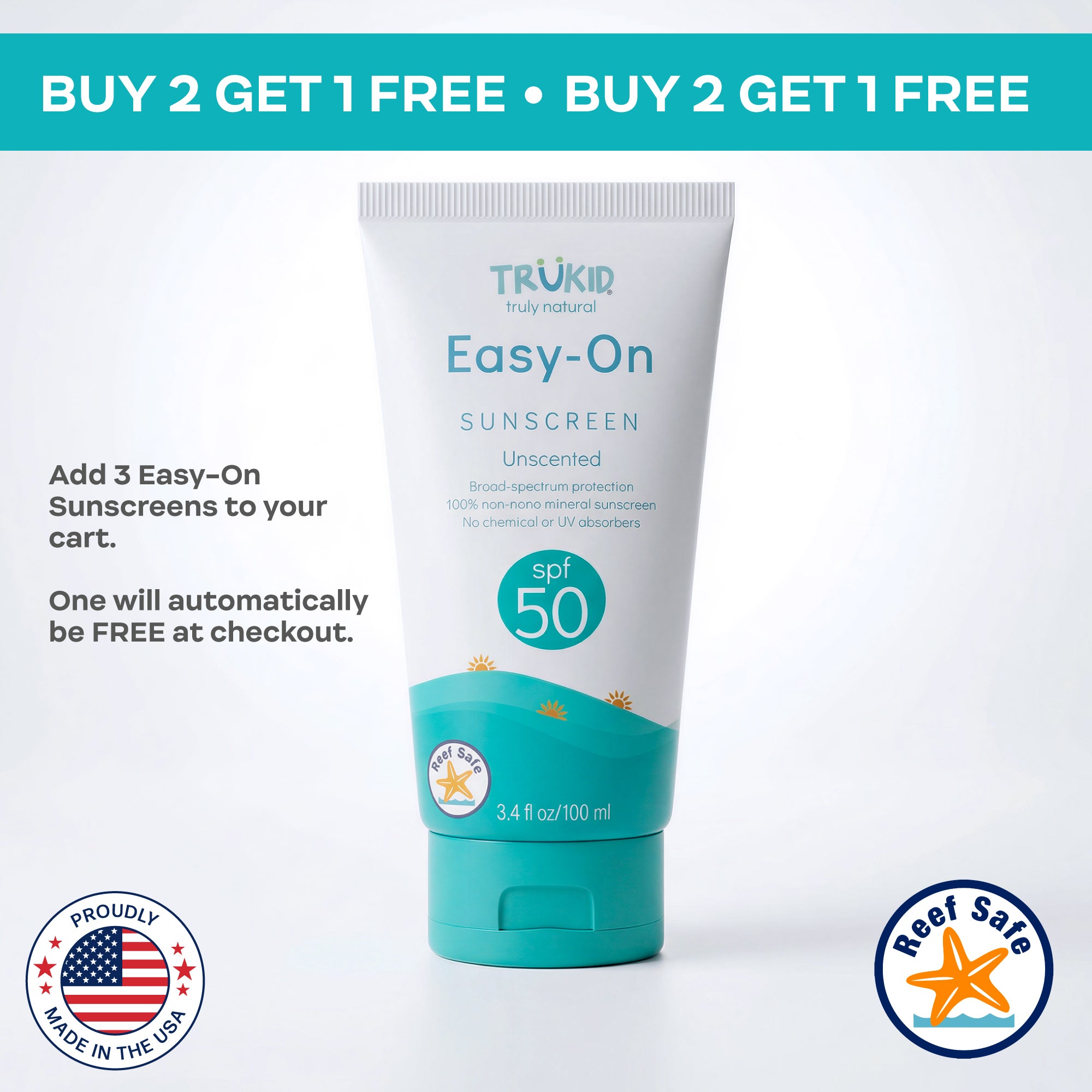 TruKid Easy On SPF50 Sunscreen 3.4oz