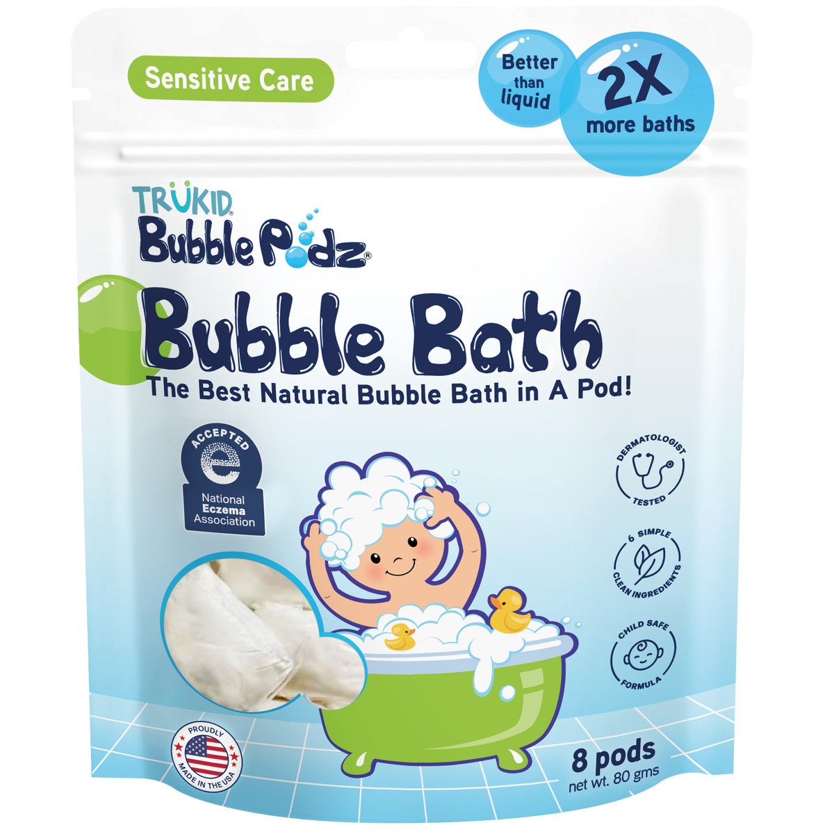 TruKid Bubble Podz Sensitive Care Unscented 8ct