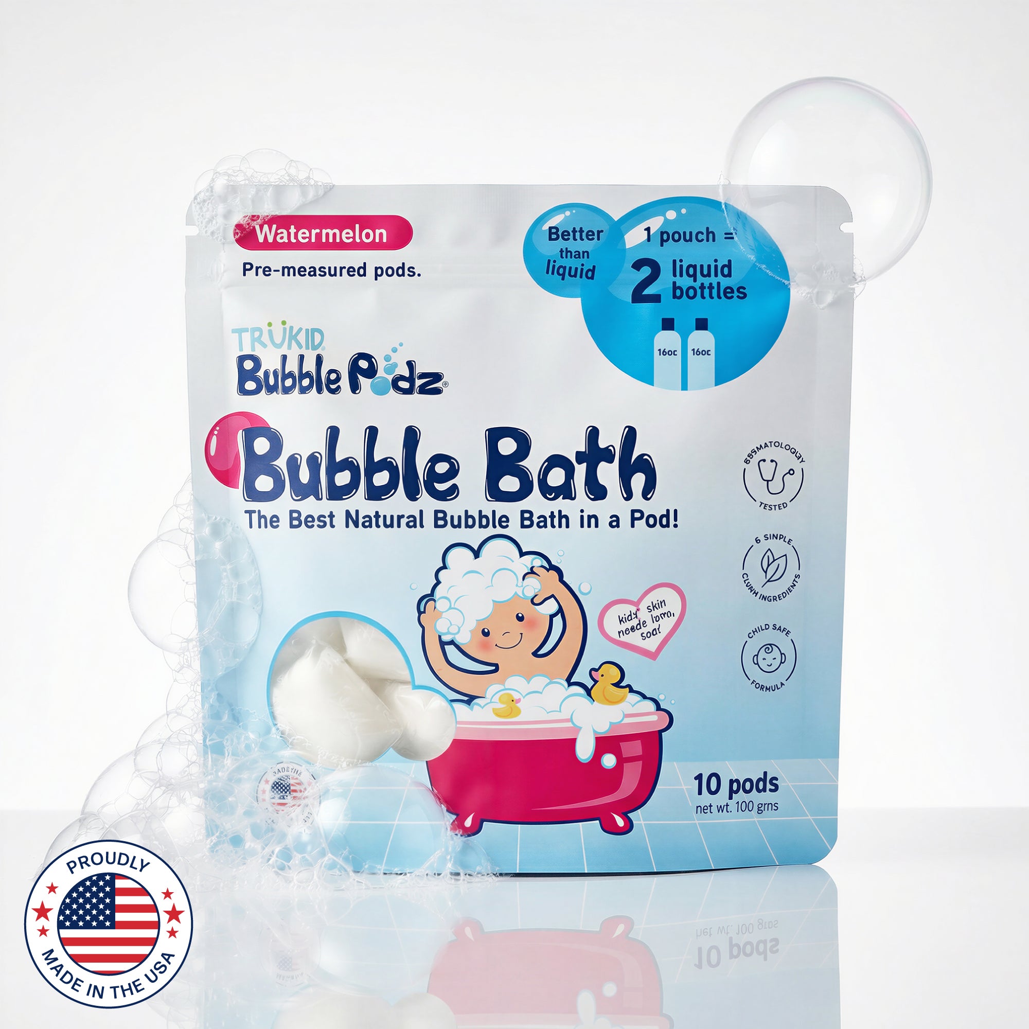 Trukid Bubble Podz Bubble Bath Watermelon, packaging on a white background