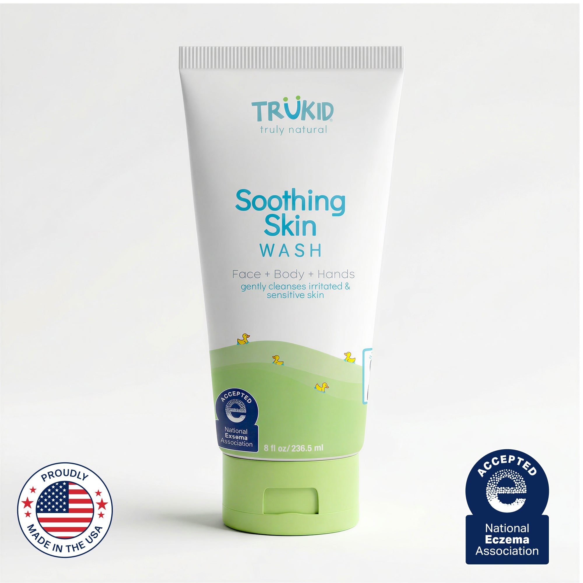 TruKid Soothing Skin Wash tube on a white background
