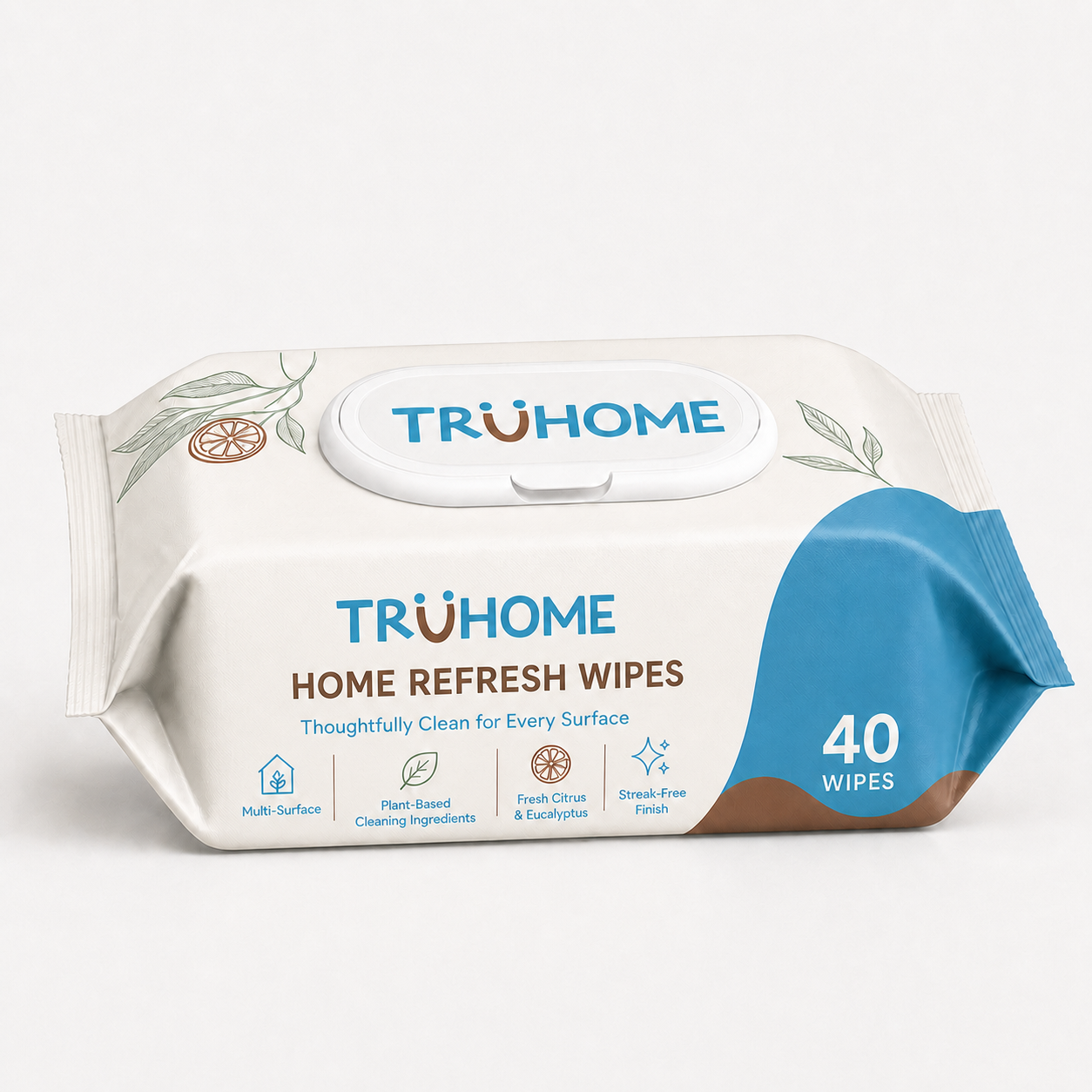 TruHome Home Refresh Wipes | Multi-Surface Cleaning Wipes | Fresh Citrus & Eucalyptus