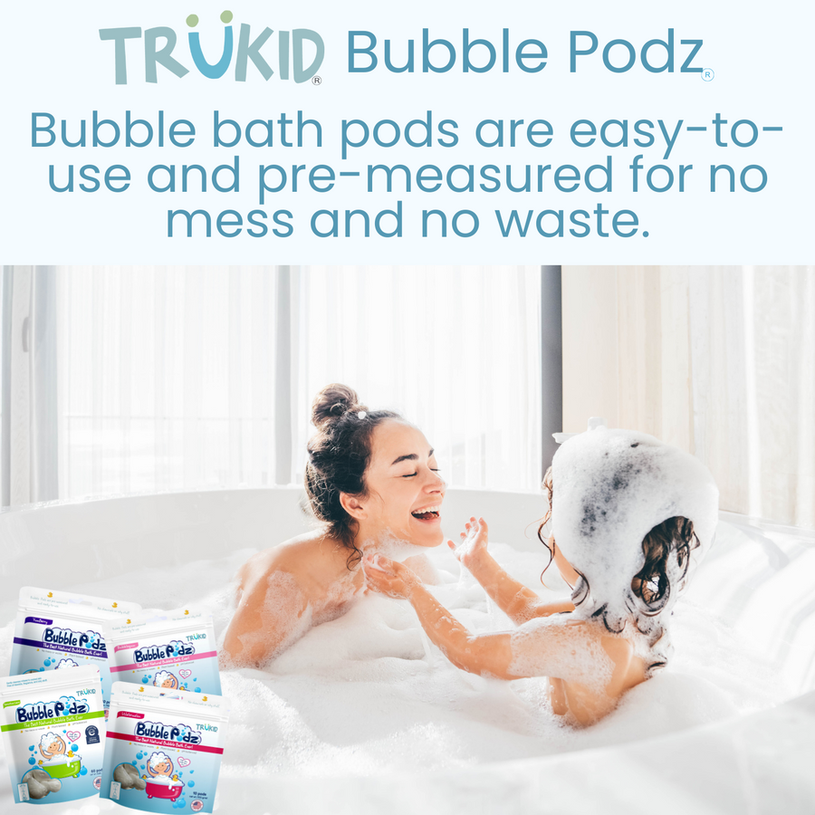 Bubble bath pods are easy to use and pre-measured for no mess and no waste.